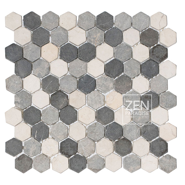 Zen Paradise ZPW-016 Wave Carrara grouted Tile